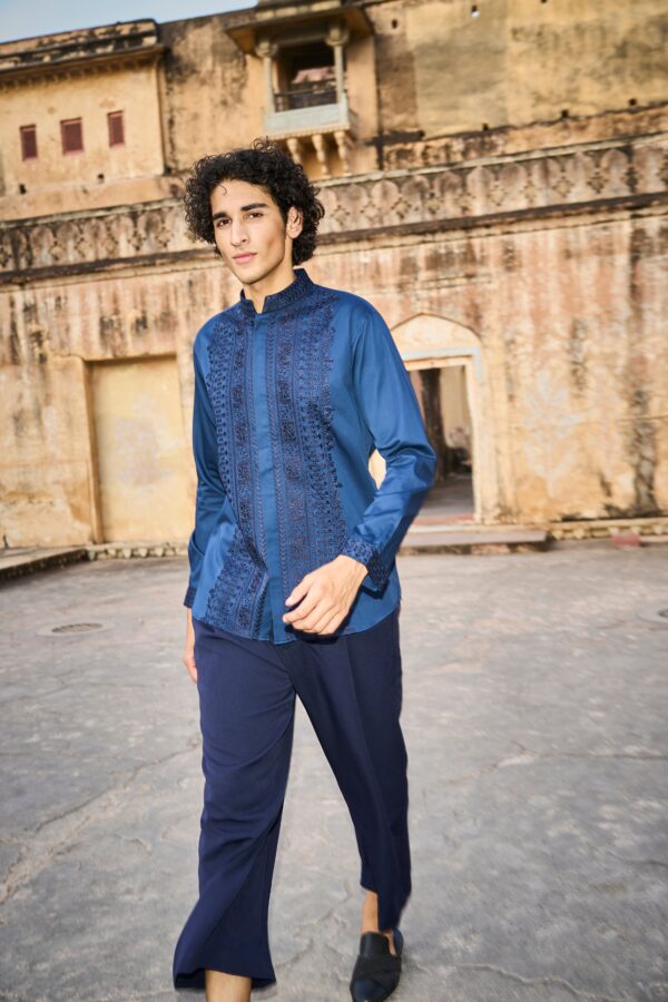 Embroidered Collar, Placket & Cuff Shirt