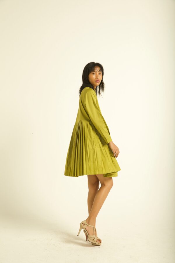 Accordion Pleat Shirt Dress - Image 10