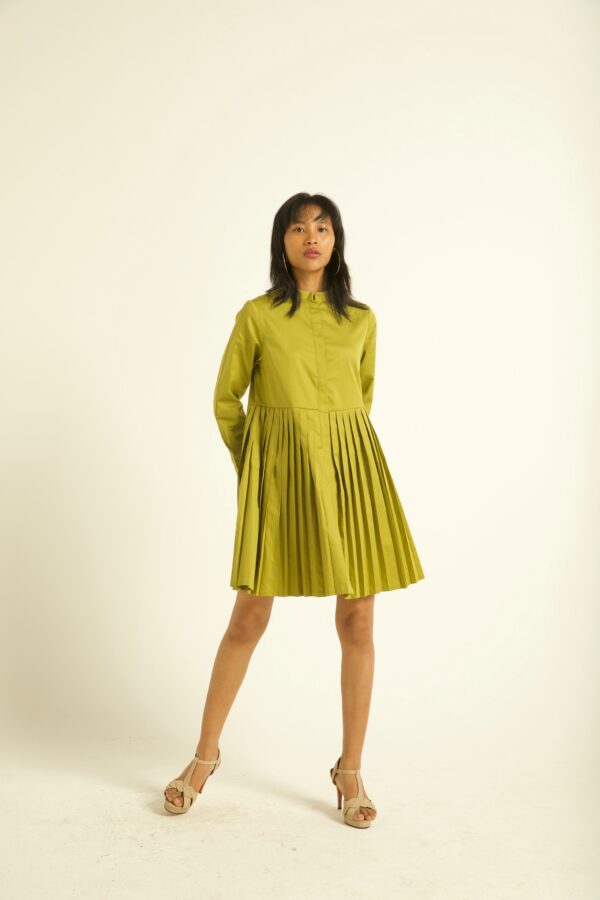 Accordion Pleat Shirt Dress - Image 11