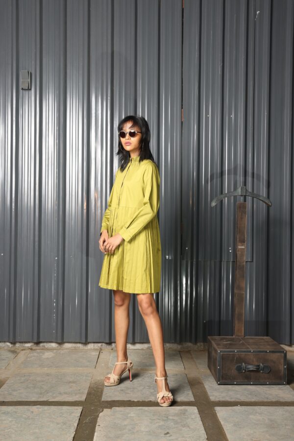 Accordion Pleat Shirt Dress - Image 4