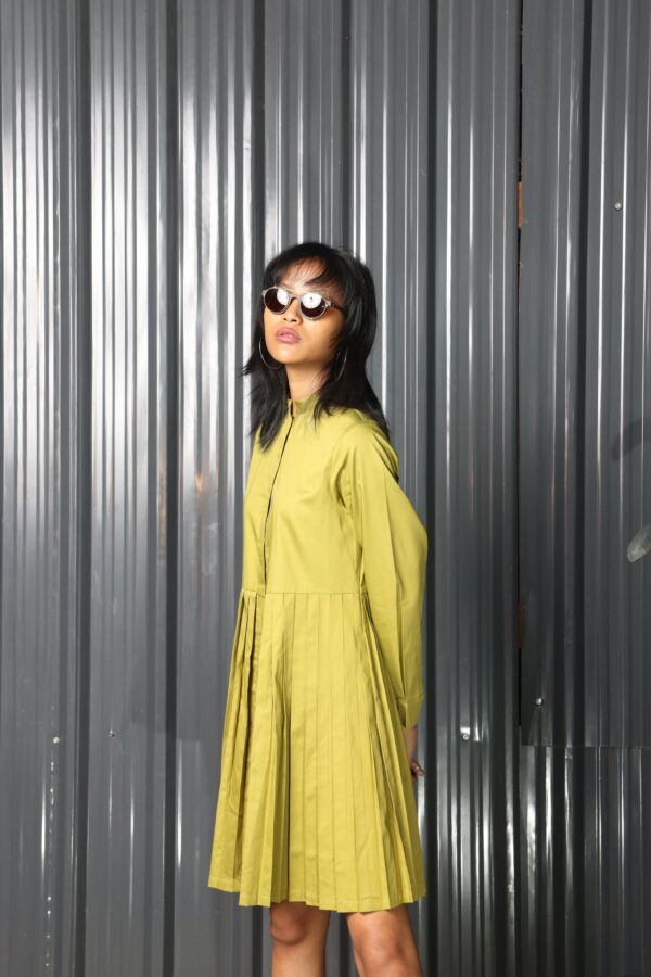 Accordion Pleat Shirt Dress - Image 9