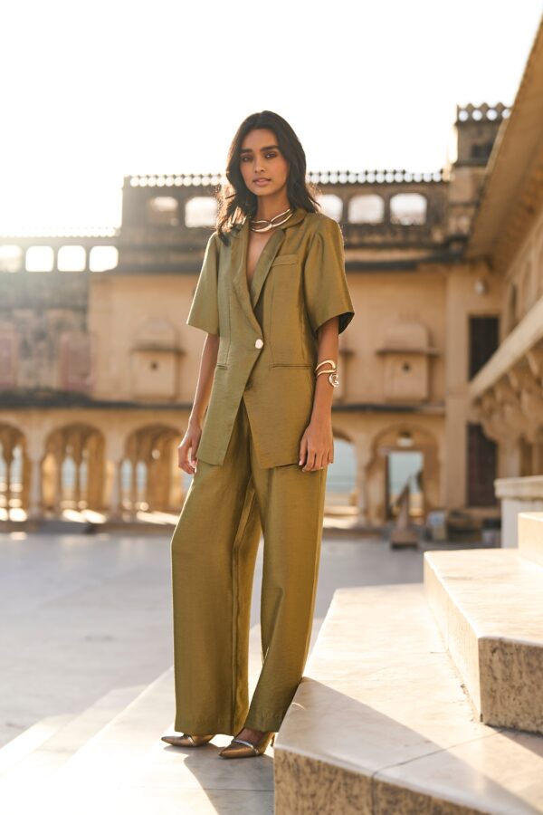Olive Brocade Pant