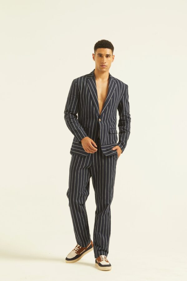 Blue/White Stripe Blazer - Image 2