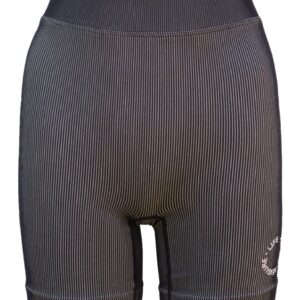 Fine Ribbed Biker Short - Black/Beige