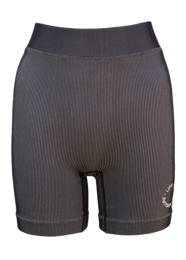 Fine Ribbed Biker Short - Black/Beige