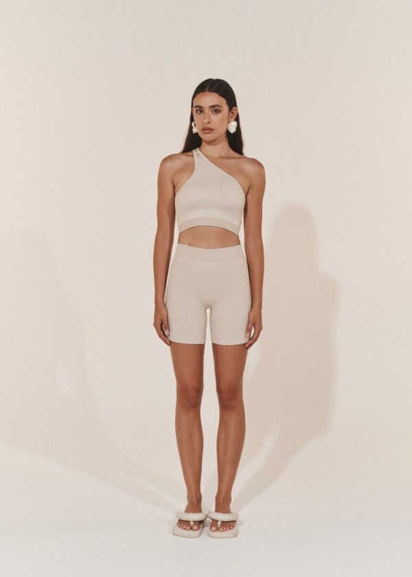Fine Ribbed Biker Short - Chalk - Image 5