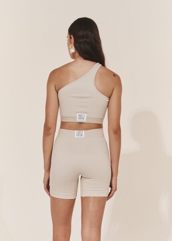 Fine Ribbed Biker Short - Chalk - Image 3