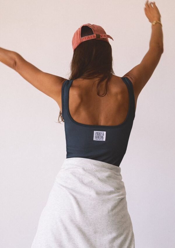 Fine Ribbed Scoop Neck Tank - Blue Two Tone - Image 3