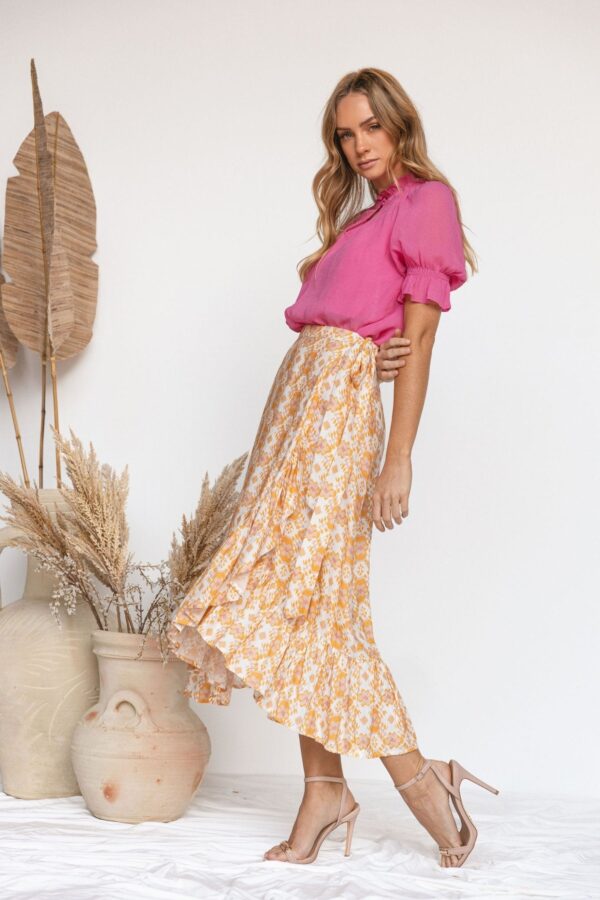Floral Print Mellow Wrap Skirt