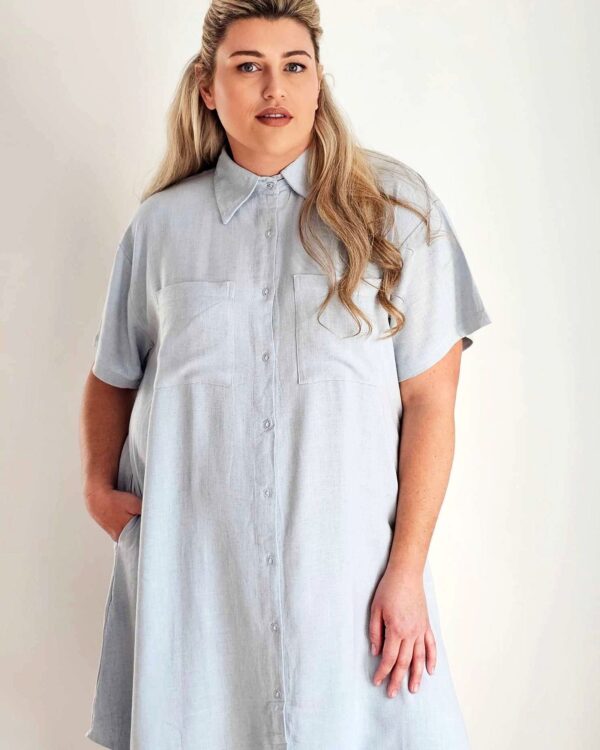 Girlfriend Shirt Dress // Sky Blue - Image 4
