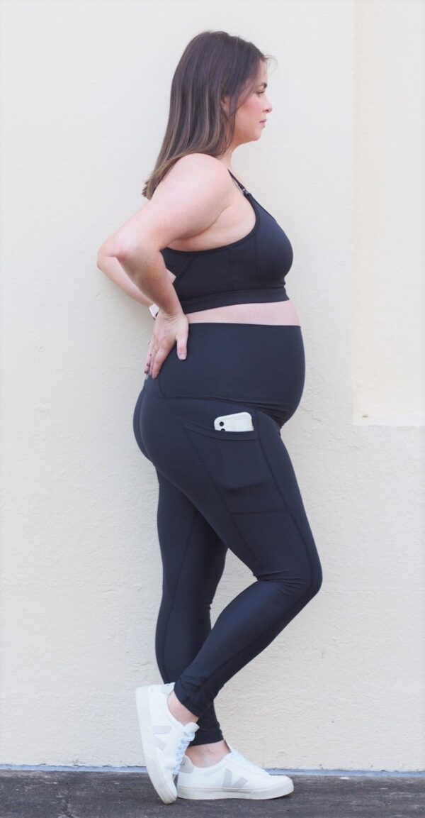 Karine eco suede black full length maternity tights
