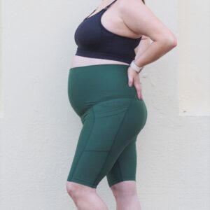 Limited Edition green eco suede maternity shorts