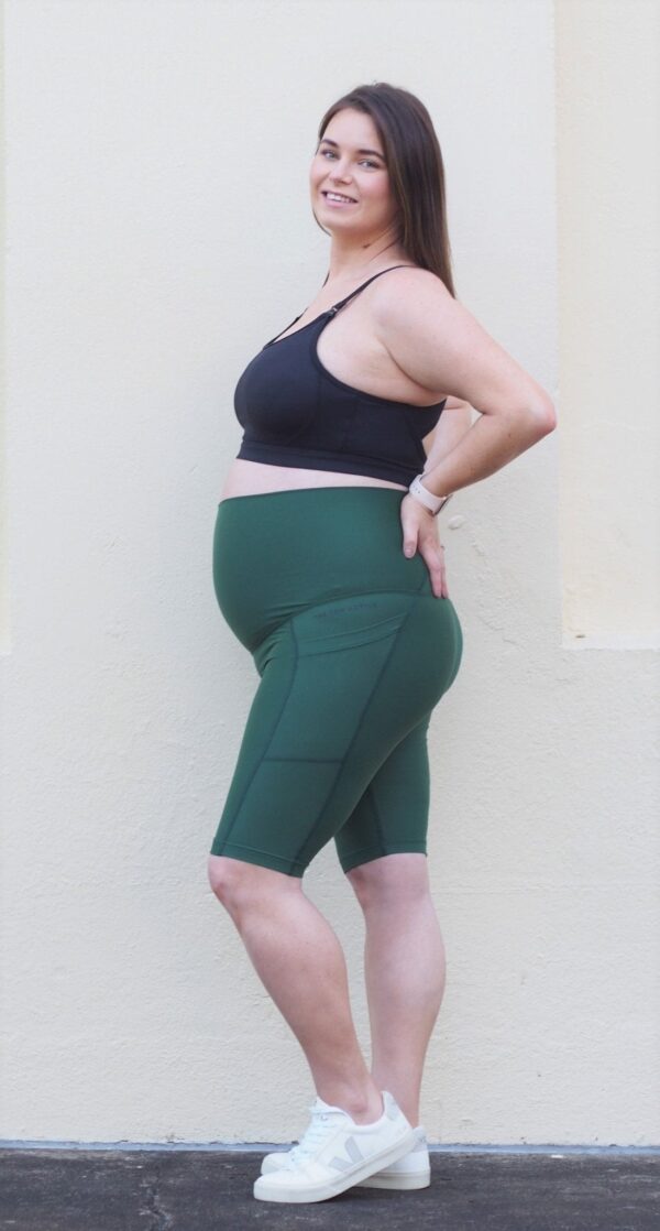 Limited Edition green eco suede maternity shorts