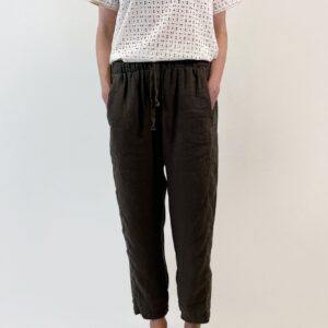 Linen Easy Pant - Dark Olive