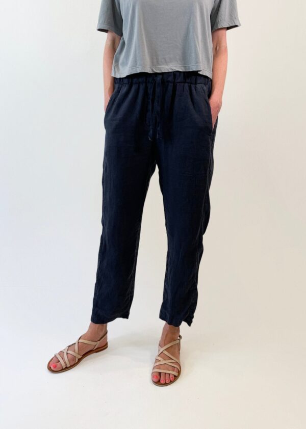 Linen Easy Pant - Gunmetal