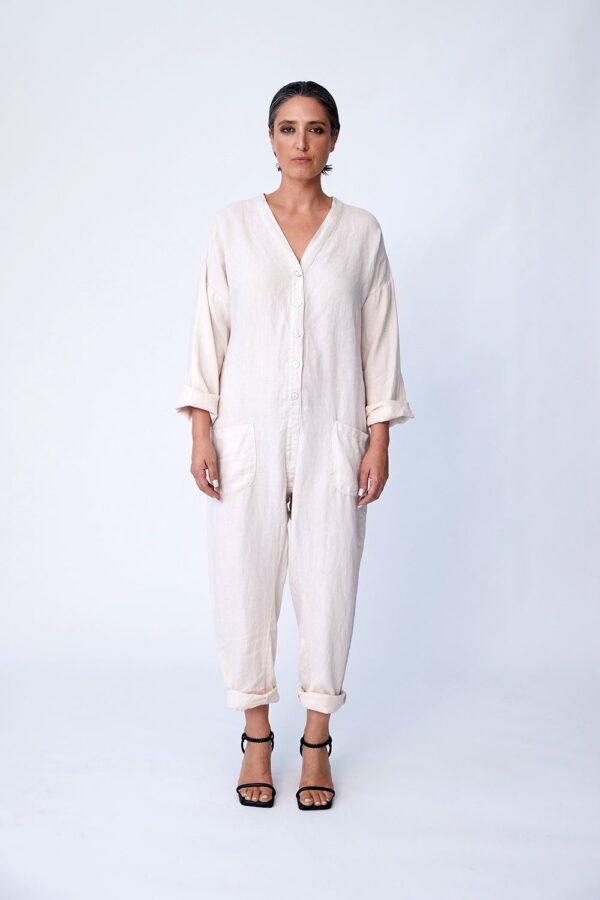 Linen Utility Suit - Bone - Image 3