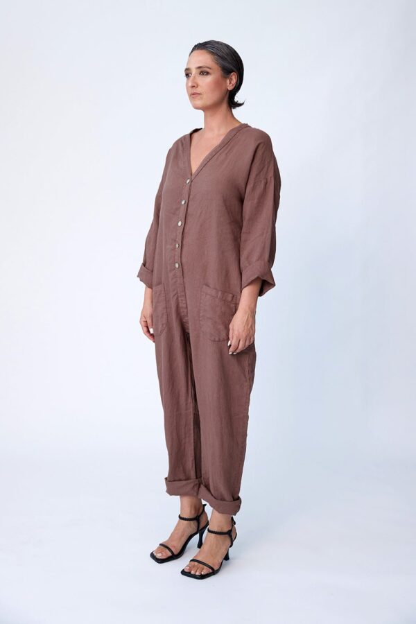 Linen Utility Suit - Chestnut - Image 2