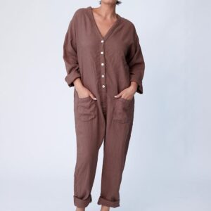 Linen Utility Suit - Chestnut