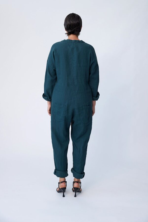 Linen Utility Suit - Deep Forest - Image 4
