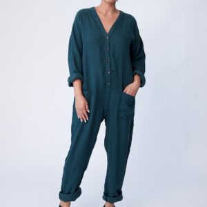 Linen Utility Suit - Deep Forest