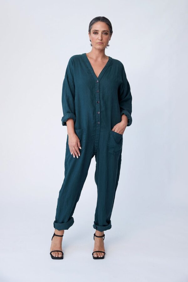 Linen Utility Suit - Deep Forest
