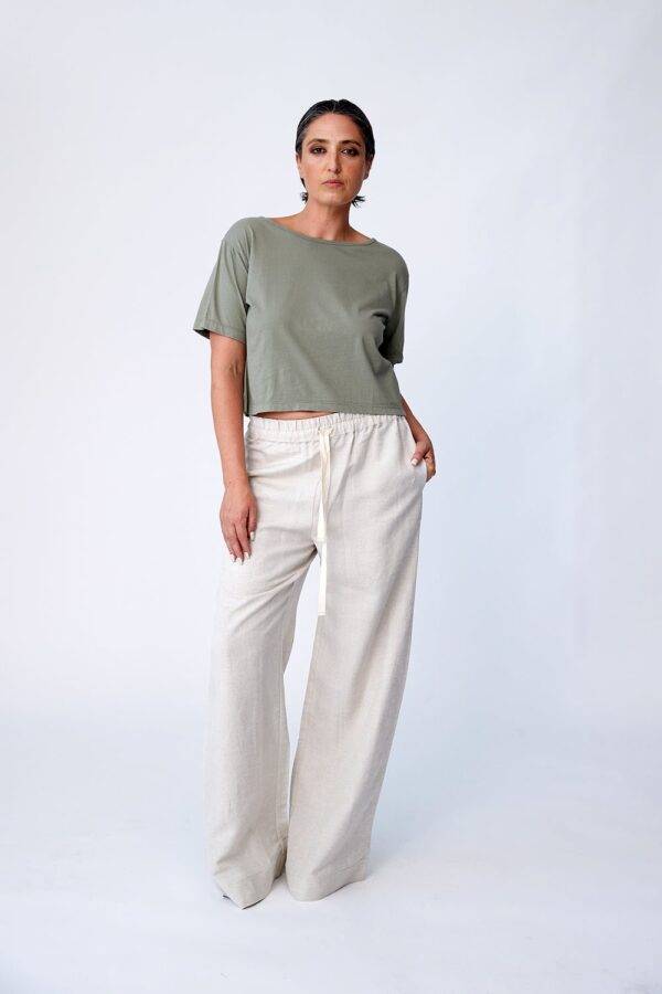 Linen Wide Leg Palazzo Pants - Natural - PRE ORDER