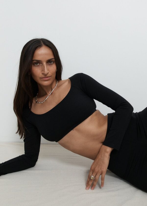 Long Sleeve Crop - Black - Image 5