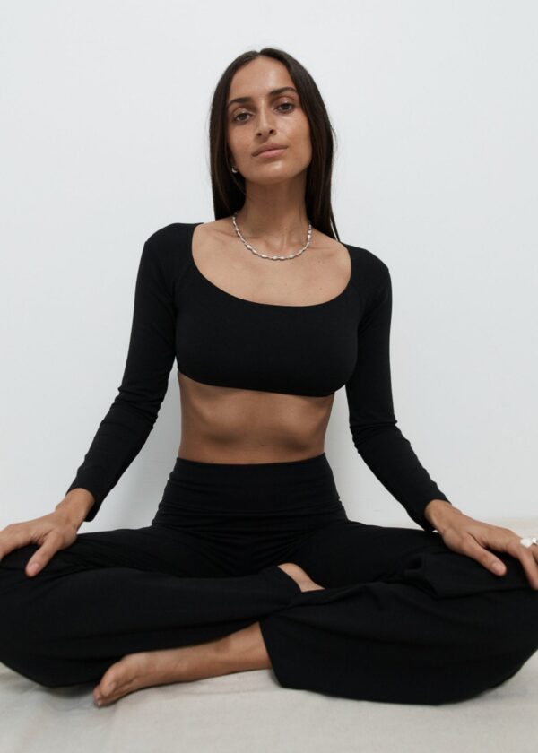 Long Sleeve Crop - Black - Image 2
