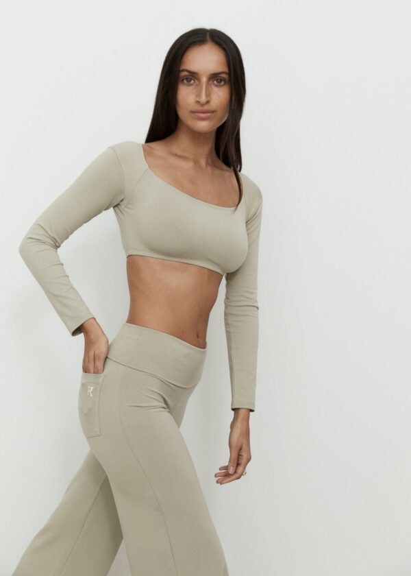 Long Sleeve Crop - Light Grey - Image 2