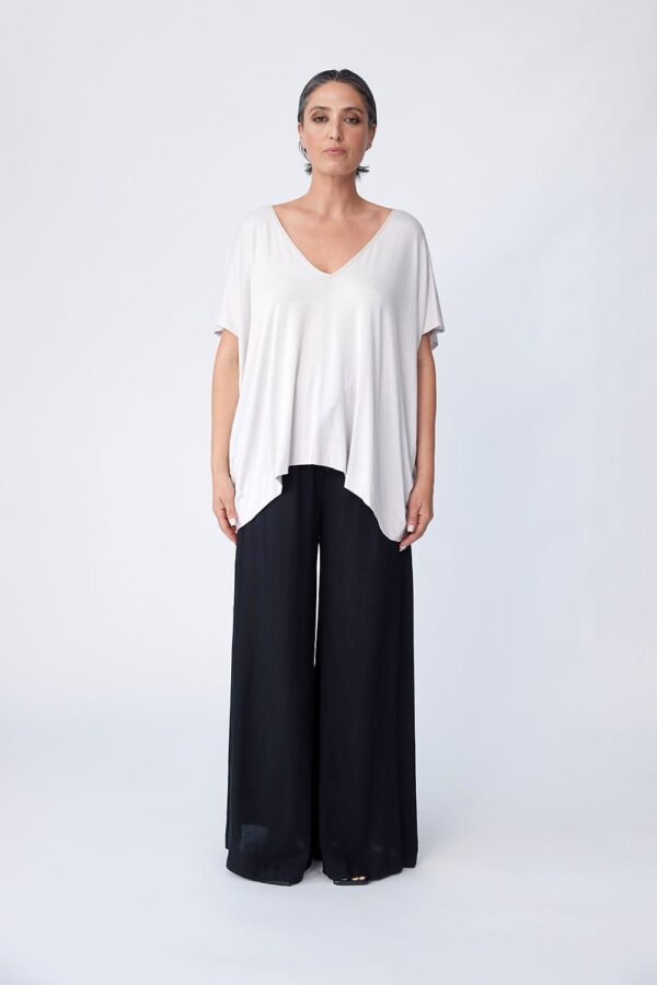 Luxe Bamboo Poncho Top - Bone/Gold - Image 2