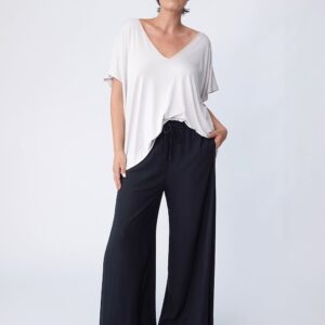 Luxe Bamboo Poncho Top - Bone/Gold