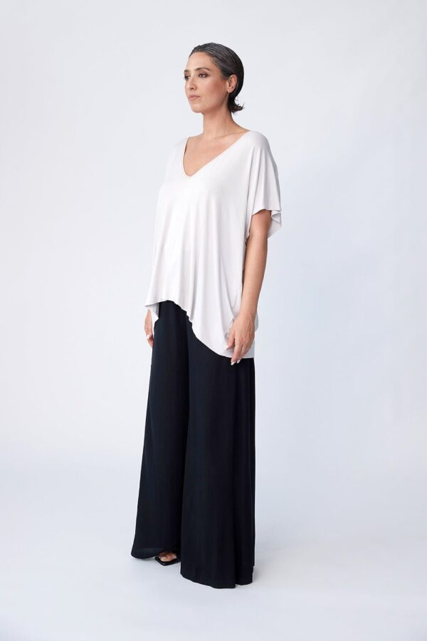 Luxe Bamboo Poncho Top - Bone/Gold - Image 3