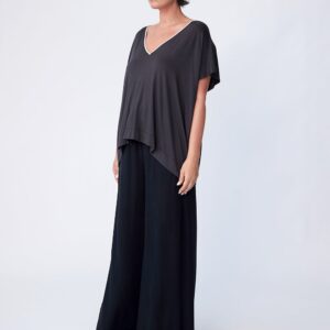 Luxe Bamboo Poncho Top - Walnut/Gold