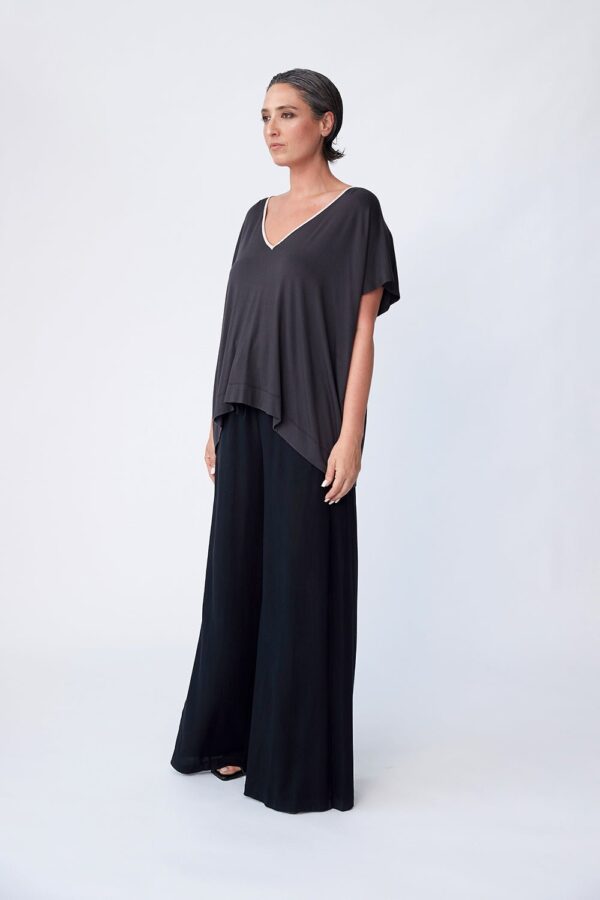 Luxe Bamboo Poncho Top - Walnut/Gold
