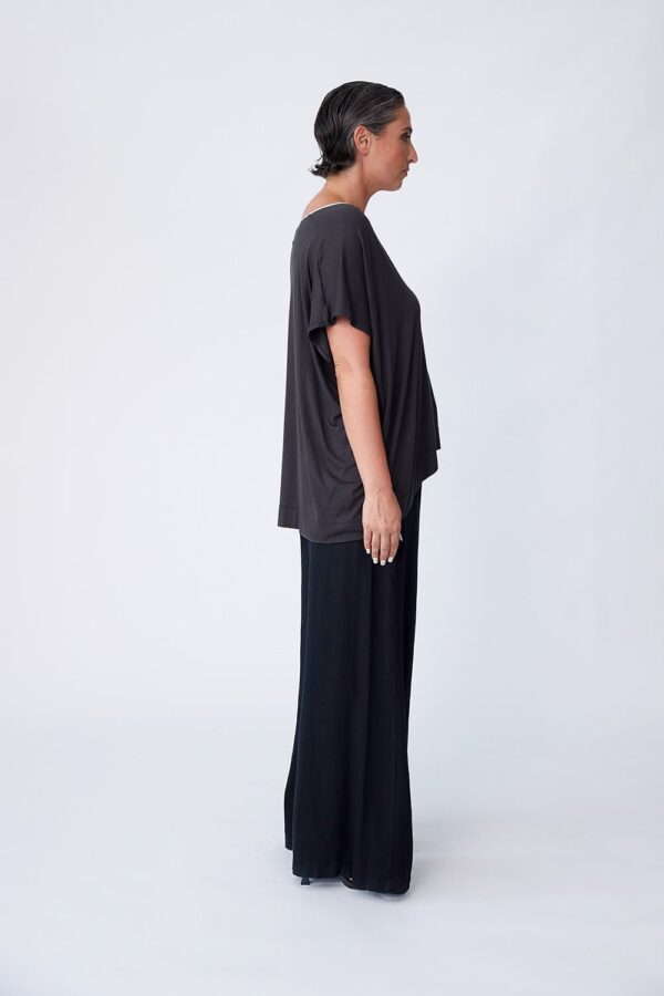 Luxe Bamboo Poncho Top - Walnut/Gold - Image 2