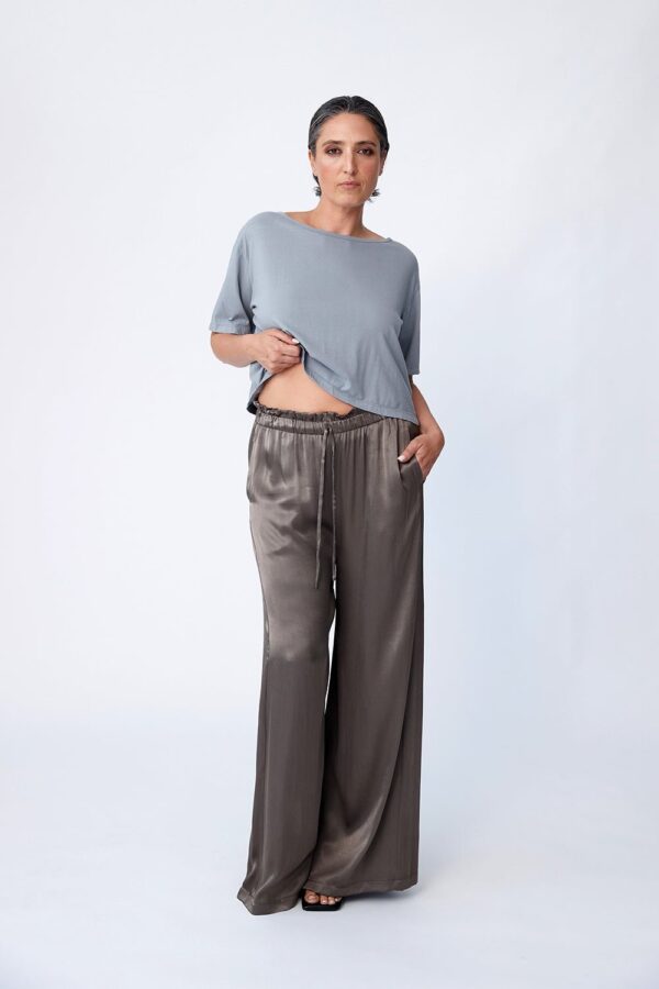Luxe Pull on Wide Leg Pant - Fawn - Image 3
