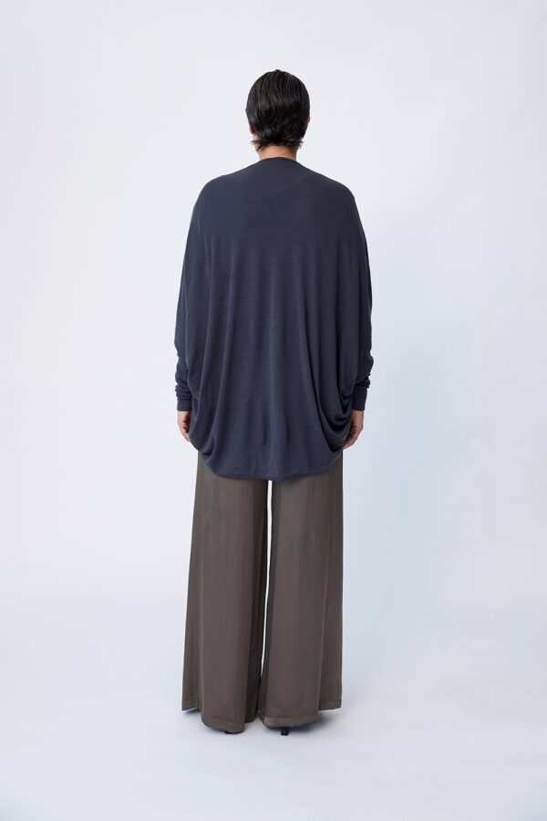 Merino Wool Cocoon Cardigan - Charcoal - Image 4