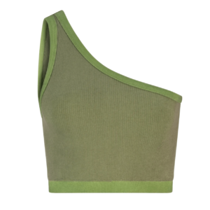 One Shoulder Bodice Crop - Green Moss Rib