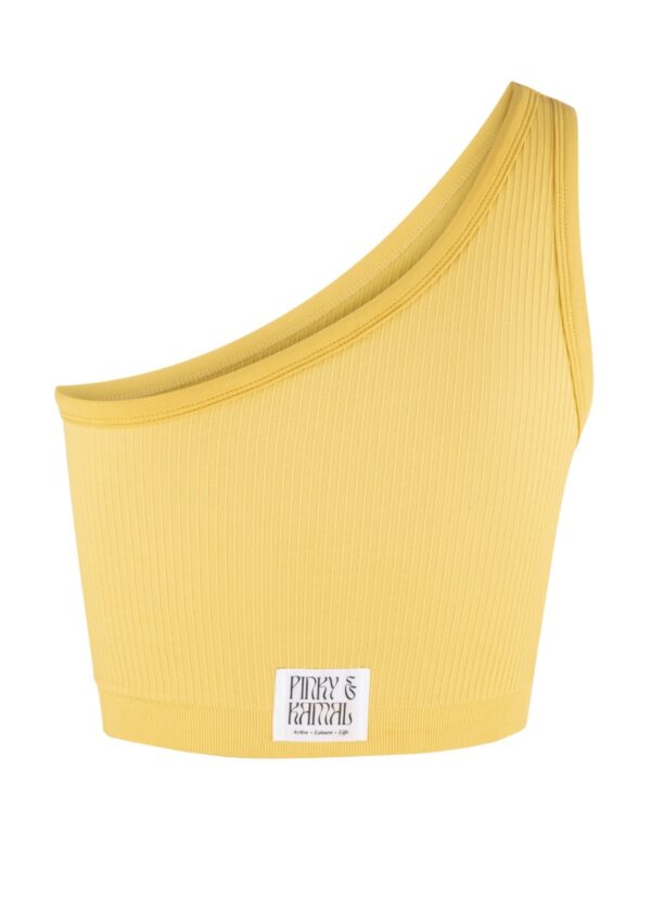 One Shoulder Bodice Crop - Lemon Peel - Image 3