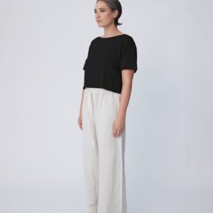 Organic Cotton Boxy Crop Tee - Black