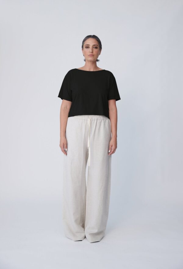 Organic Cotton Boxy Crop Tee - Black - Image 2