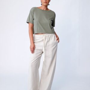 Organic Cotton Boxy Crop Tee - Safari
