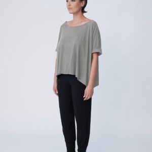 Organic Cotton Folded Sleeve Oversize Top - Clay