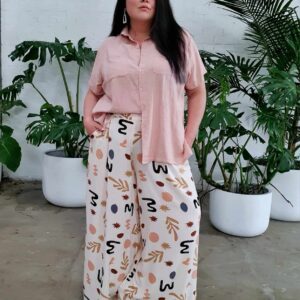 Palazzo Wide Leg Pants // Ecru Geo