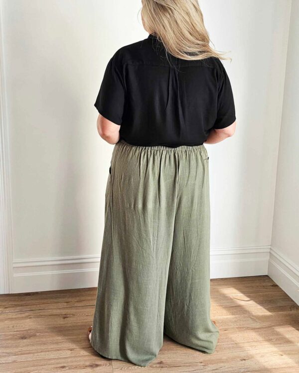 Palazzo Wide Leg Pants // Olive Linen - Image 5
