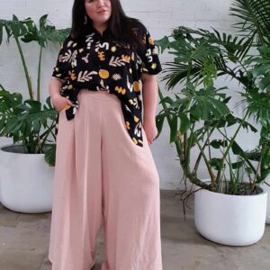 Palazzo Wide Leg Pants // Pink Linen
