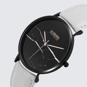 PINEAPPLE LEATHER BLACK WITH WHITE STRAP I MARBLE 40 MM