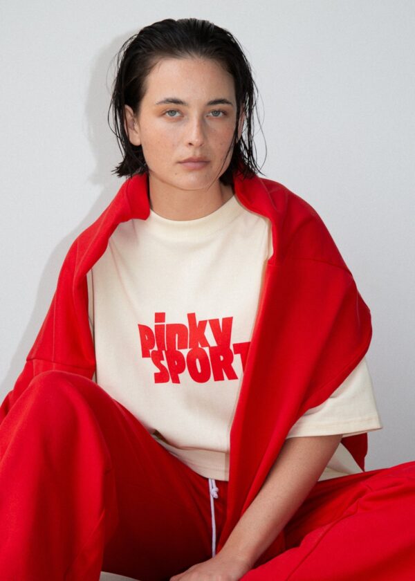 PK x ICONIC - Pinky Sport T-Shirt Cream/Red - Image 3