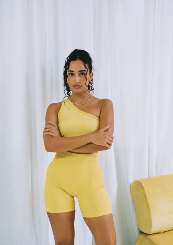 Ribbed Midi Short - Lemon Peel - Image 4