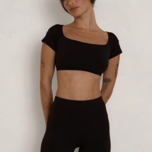 Scoop T-shirt Crop Top - Black